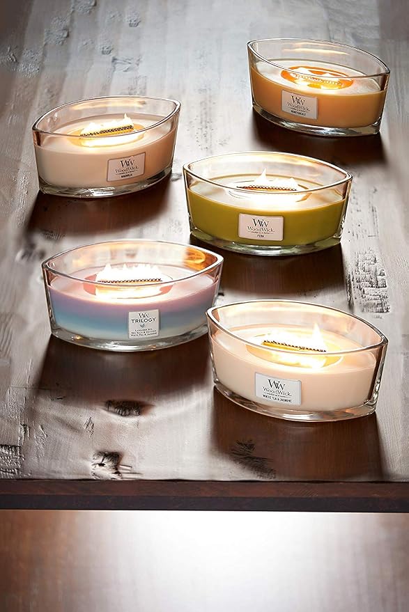 WoodWick Ellipse Scented Candle, Sand & Driftwood, 16oz | Up to 50 Hours Burn Time & Ellipse Candle, Sagewood & Seagrass, 16 oz.