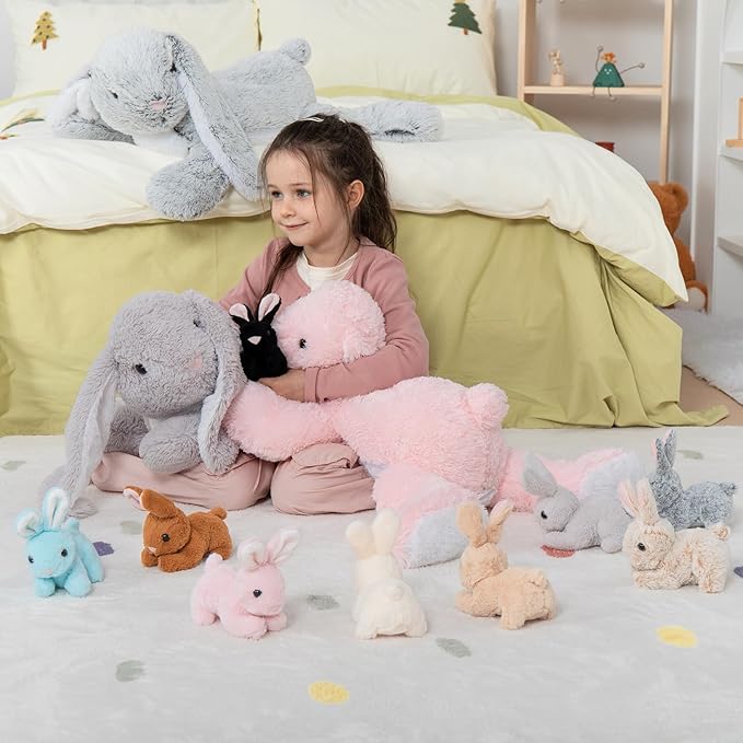 MaoGoLan 4Pcs Easter Bunny Stuffed Animals with 3 Babies Inside, 24" Soft and Cuddly Giant Rabbit Plush, Easter Stuffed Bunny Gift for Kids,Boys,Girls