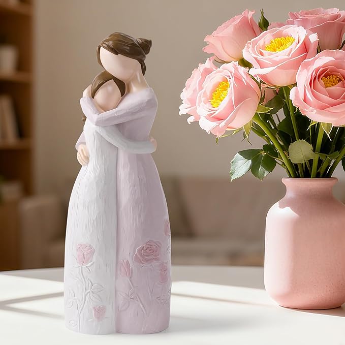 Mother Daughter Hug Figurine – Handcrafted Resin Collectible Figurines Home Decor, Sentimental Gift for Mom Birthday, Mother’s Day, Thanksgiving, Christmas, Purple