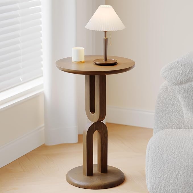 Solid Wood End Table with Sturdy U-Shaped Base, Modern Accent Side Table for Living Room Bedroom, Natural Ash Wood, Easy Assembly (15.75" L x 15.75" W x 23.62" H)