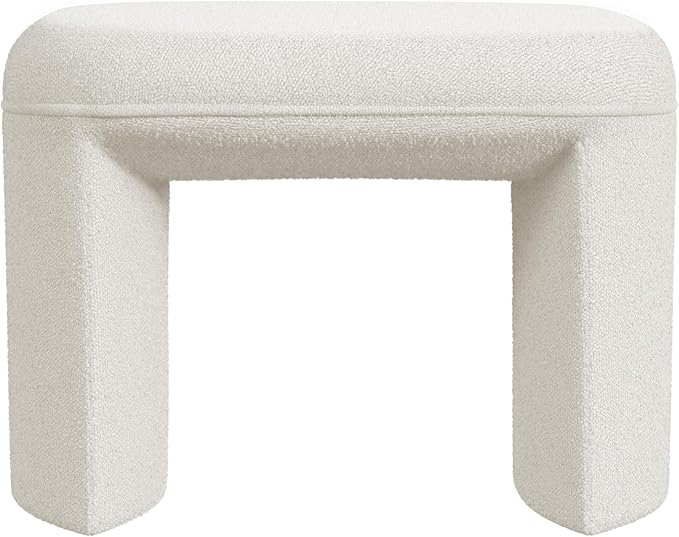 HomePop Quinn Modern Ottoman|Homepop Home Décor|Ottoman for Living Room & Bedroom - Cream White Boucle