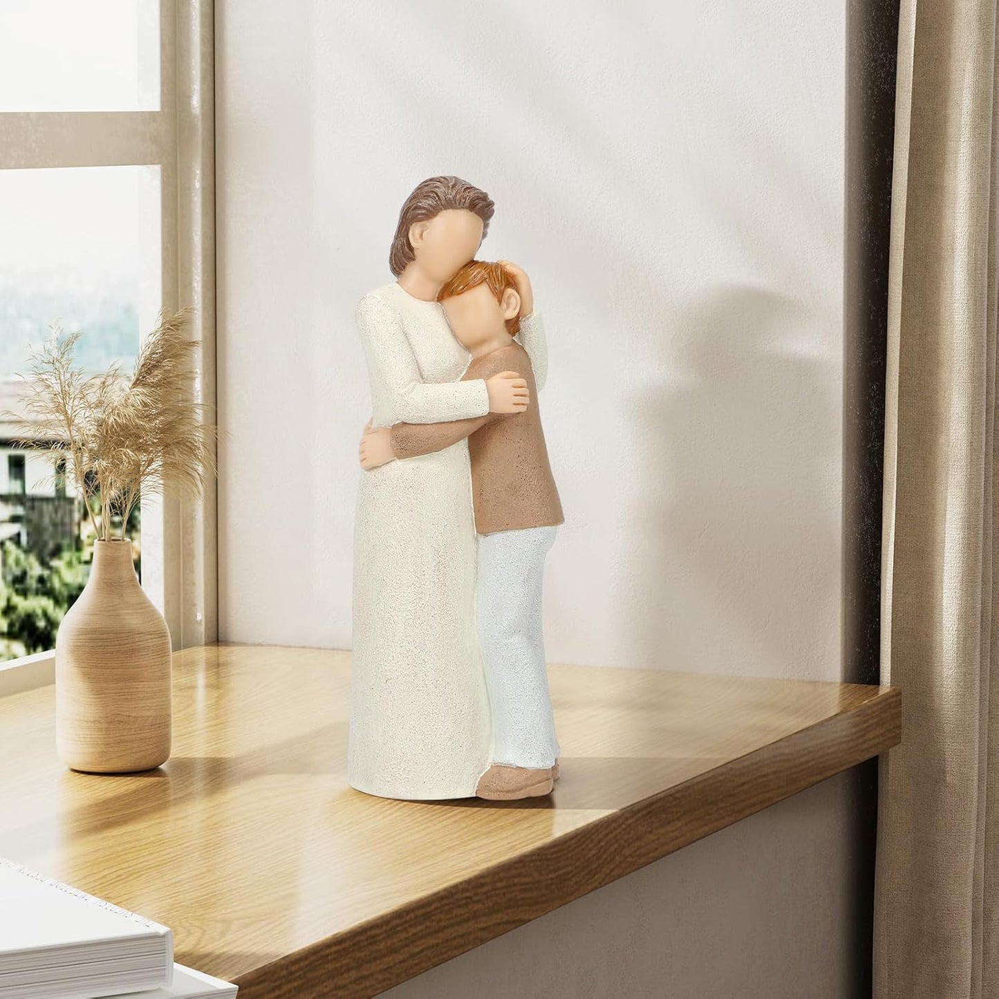 Grandma and Grandson Figurines, Elderly Grandmother and Teen Grandson Statues, Love My Grandma Gift for Mother’s Day Anniversary Birthday Christmas