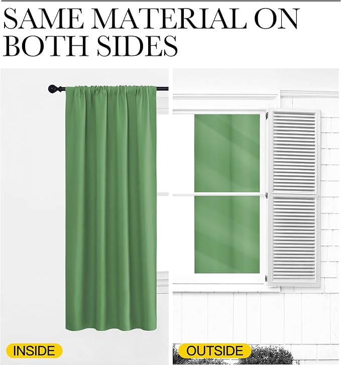 NICETOWN Blackout Curtains for Bedroom, Blackout Curtain Panels, Froest Green, 1 Pair, 62 by 63-inch, Window Treatment Energy Saving Thermal Insulated Solid Rod Pocket Blackout Drapes/Draperies