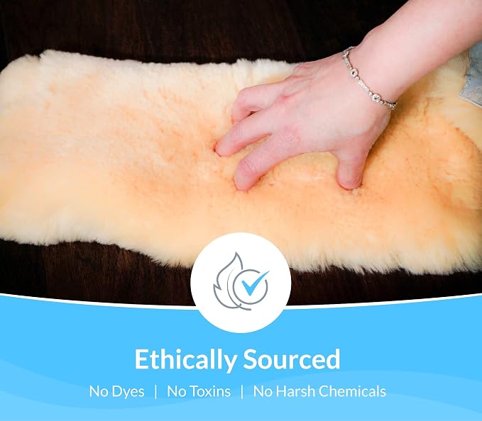Sheepskin Ranch Sofsheep Medical Sheepskin Heel Protector, Pressure Relief for Bed Sores, Ulcers, Sensitive Skin, Hospital Grade, Chrome Free, Washable, Hypoallergenic, Adjustable, Real Wool, Pair