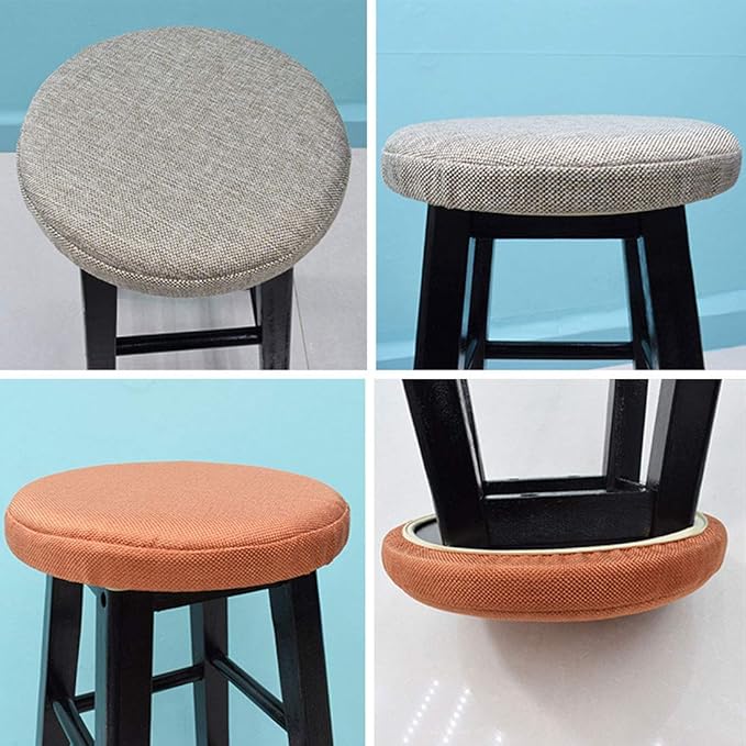 Levoberg Round bar Stool Covers Linen Sponge bar Stool Cushions Round Chair seat slipcovers 12inch/30cm ＃7