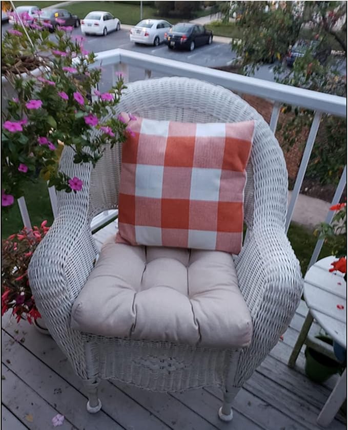 Fall Orange Decor Throw Pillow Covers Outdoor 16x16 Set of 2 Thanksgiving Decorative Buffalo Plaid Checkers Rustic Cushion Cases Autumn Farmhouse Home Decor for Couch Bedroom Outdoor Decorations