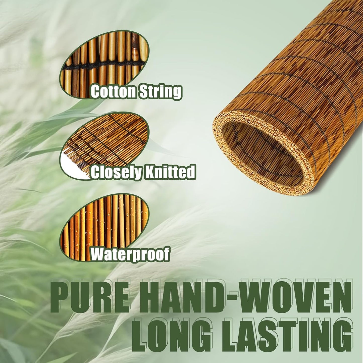 2 Pack Natural Reed Fence,6FT X 16.4FT Bamboo Fencing Privacy Reed Screening for Outdoor, Gallery, Restaurant, Hotel, Patio (Brown)