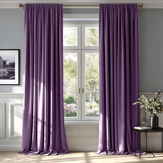 MIULEE Purple Velvet Curtains Thermal Insulated Blackout Curtain Drapes for Bedroom Living Room Darkening 84 Inches Long Curtains Panels Rod Pocket Set of 2