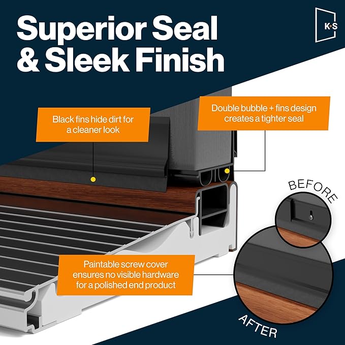 Patent Pending, Adjustable Double Bubble Door Sweep, Draft Stopper, Under Door Seal for Exterior Doors, 1 3/4" x 36" (Black 36 inch)