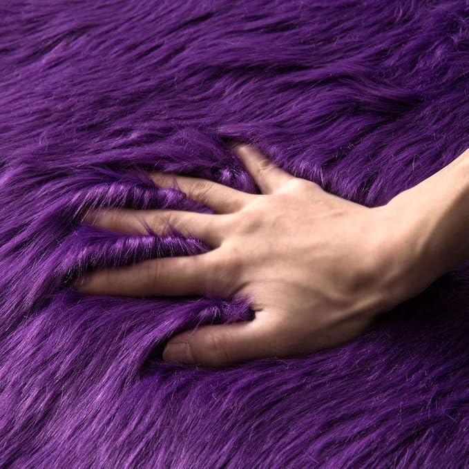MIULEE Luxury Super Soft Fluffy Area Rug Faux Fur Sheepskin Rug Decorative Plush Shaggy Carpet for Bedside Sofa Floor 2 x 3 Feet, Purple