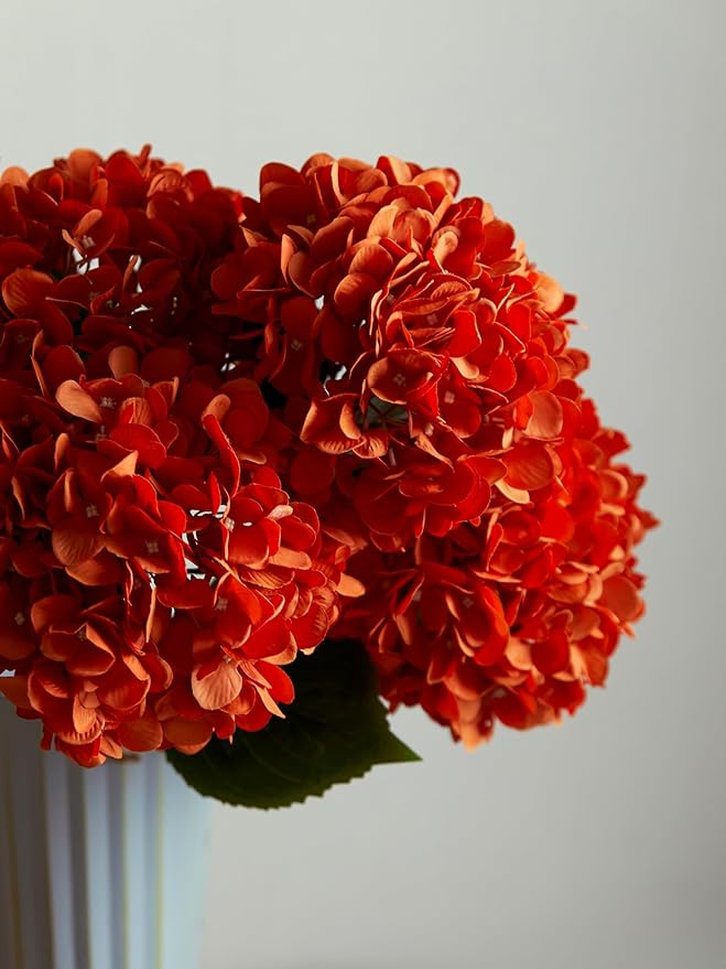 PARTY JOY 5PCS 15.4In Fall Decor Artificial Fall Flowers Bouquet Faux Hydrangea Stems for Wedding Centerpieces Fall Autumn Decorations for Home