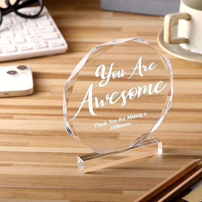 Yinder Thank You Gifts for Women Appreciation Gifts for Coworker Employee Nurse Teacher Leader Boss Inspirational Quotes Acrylic Desk Decor for Home Office Farewell Retirement