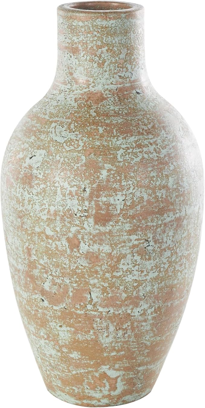 Deco 79 Ceramic Decorative Vase Antique Style Textured Patina Centerpiece Vase, Flower Vase for Home Decoration 10" x 10" x 20", Brown