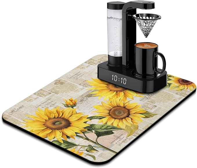 Fun Coffee Mat 24inx18in,Coffee Bar Mat for Countertops,Absorbent Hide Stain Anti-Slip Coffee Bar Accessories Fit Under Coffee Machine Mat,dish Drying Mats for Kitchen