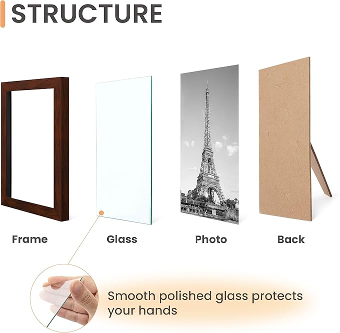 upsimples Certificate Frame with High Definition Glass, 8.5 by 11 Picture Diploma Document Frames for Wall and Tabletop,Mahogany 5 Pack