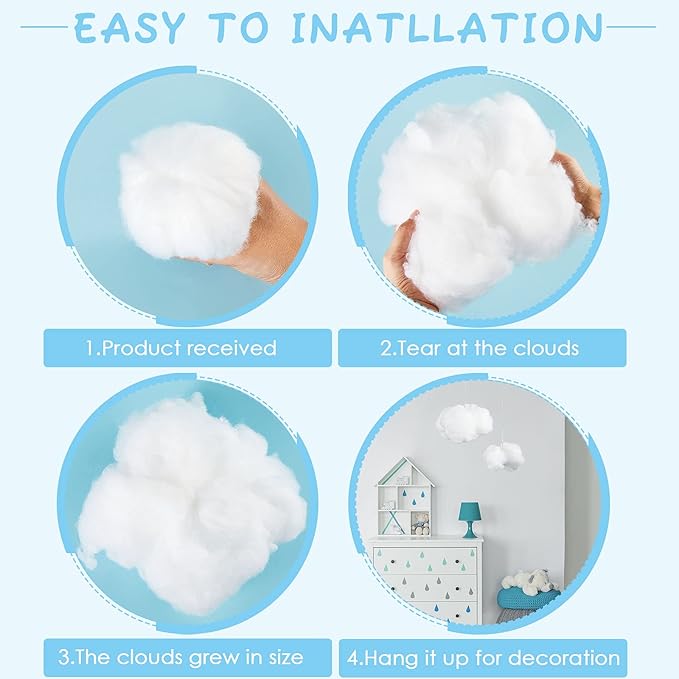 Jetec 9 Pieces Artificial Cloud Props Imitation 3D Cloud Shape Hanging Decorations Room DIY Decorative Hanging Ornament for Wedding Party Stage Show Decor (Small and Medium Size)