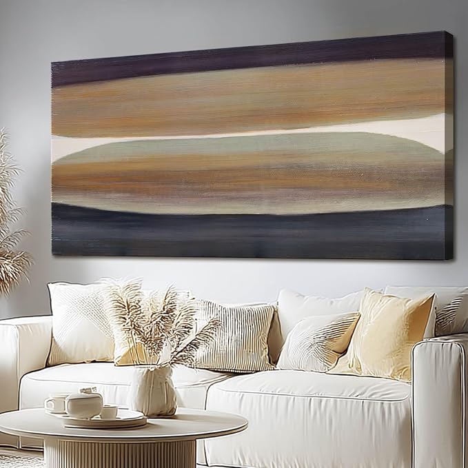 Brown and Black Abstract Wall Art – Large Framed Colorful Canvas Prints for Office, Living Room, or Bedroom Wall Decor, 24" x 48"