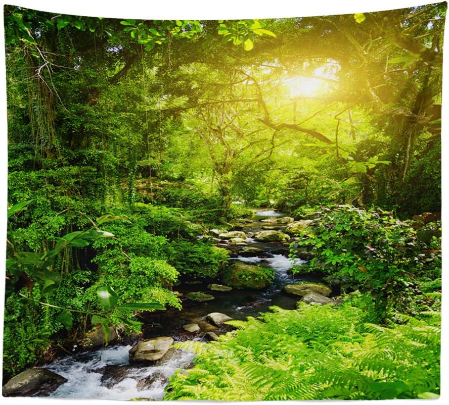 Llamazing Forest Tapestry - Home Decor Landscape for Living Room & Bedroom (Forest Creek, 60''L51''W)