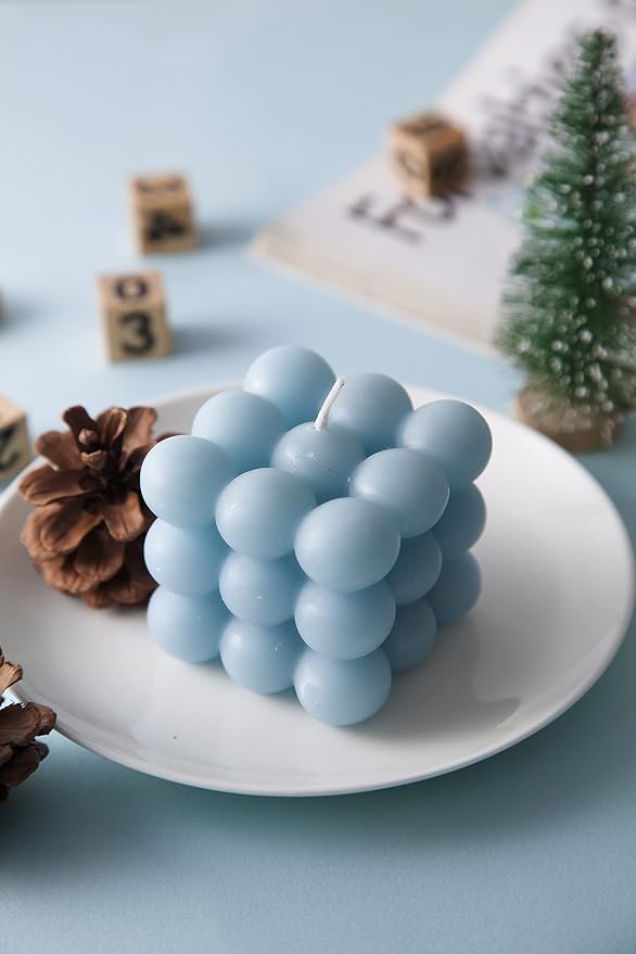 Bubble Candle - Cube Soy Wax Candles, Home Decor Candle, Scented Candle Set 1 Pieces, Home Use and Gifting (Blue) Christmas Gifts