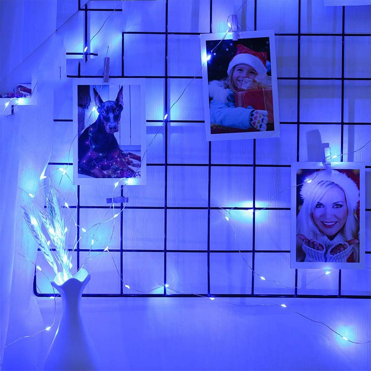 Led Fairy Lights Battery Operated, 2 Packs Mini Battery Powered Copper Wire Starry Fairy Lights for Bedroom, Christmas, Parties, Wedding, Centerpiece, Decoration (5m/16ft Blue)