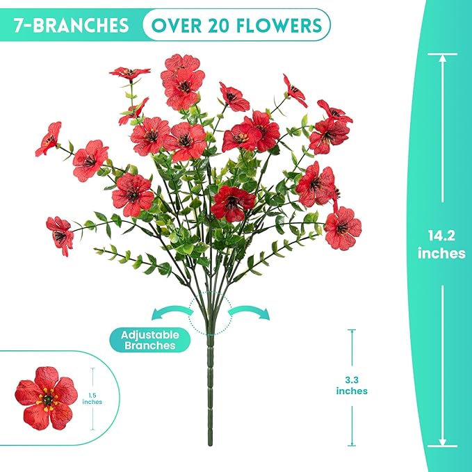Hrobek Fake Artificial Flowers for Outdoors Faux Plants Outside Indoor,UV Resistant Realistic Silk Daisy for Home Patio Garden Back Yard Front Porch Decor Spring Summer(12 Bunches,4 Multi Colors)