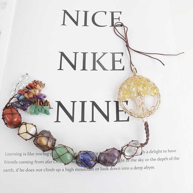 Anjiucc Handmade Crystal Window Car Hanging Ornaments 7 Chakra Home Ornament Yoga Meditation Car Decoration（A-Style 15）