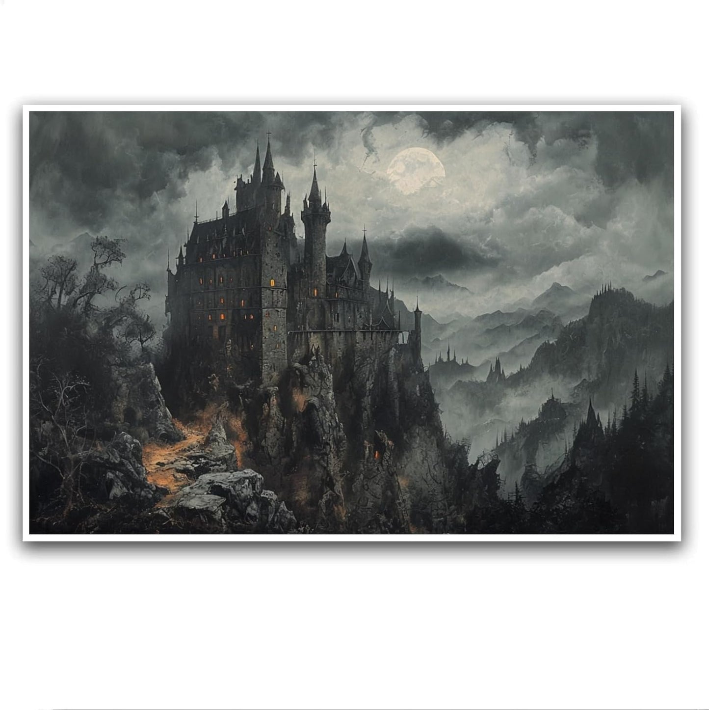 JFHCQJPK Vintage Castle Poster Dark Academy Victorian Gothic Castle Wall Art Poster Moody Mystical Art Print Suitable for Home Living Room Bedroom24x36in Frameless