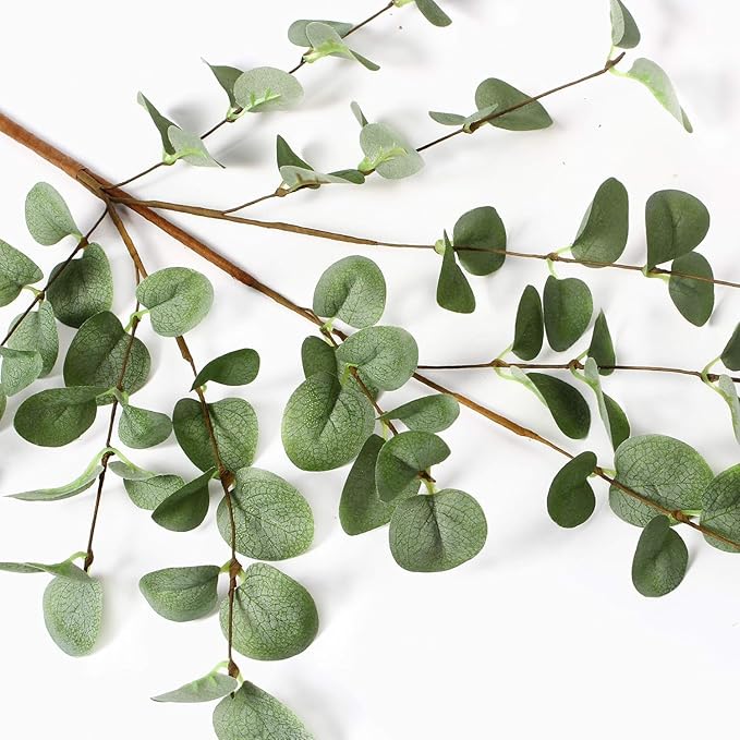 12 Pcs 27" Eucalyptus Stems Greenery Stems Eucalyptus Leaf Spray in Green Silk Plastic Plants Floral Artificial Plants for Home Party Wedding Decoration