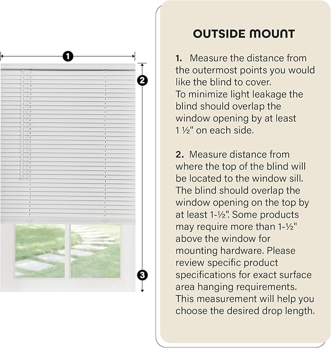 Cordless Light Filtering Mini Blind - 45 Inch Width, 25 Inch Length, 1" Slat Size - Pearl White - Cordless GII Morningstar Horizontal Windows Blinds for Interior by Achim Home Decor