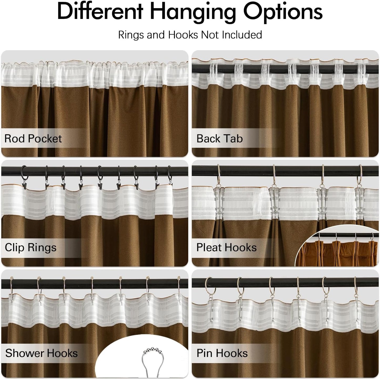 MIULEE Gold Brown Velvet Curtains 108 inches Long 2 Panels - Luxury Pinch Pleated Room Darkening Window Drapes for Bedroom Living Room Thermal Insulated Super Soft Extra Long, Back Tab Rod Pocket