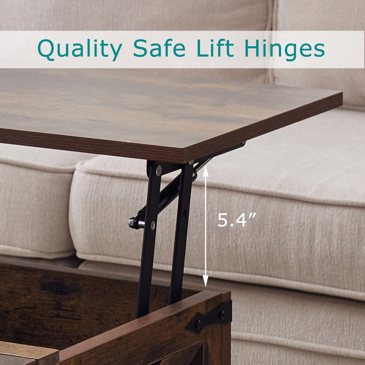 Coffee Table with Storage, Rustic Brown Square Coffee Tables for Living Room, Lift top Coffee Table with Large Hidden Compartment, Smart Cocktail Tables with Flip Top Lids for Home Office