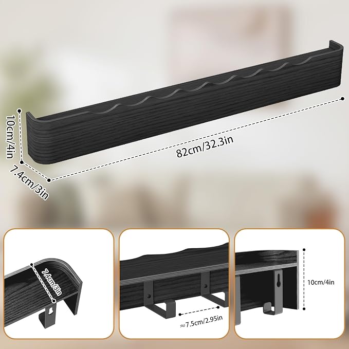 Wall Mounted Coat Rack with Shelf, Wooden Entryway Organizer with Hidden Metal Hooks for Hanging Coats Bags Keys, Modern Floating Shelf for Hallway Bathroom