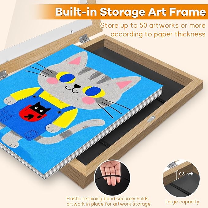 4 Pack Kids Artwork Frames Changeable 10 x 12.5 Inch Children Art Projects Kids Art Frames Front Opening Picture Display Frame, Wood