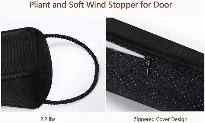 Sunolga 2 Pack 38 Inches Door Draft Stopper 2.2LB Under Door Noise Air Stopper, Sound Proof Draft Guard for Doors and Windows,Machine Washable, Black and Coffee