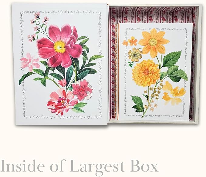 Punch Studio Decorative Storage Boxes with Lids | Nested Book Style Set of 3 Coated Cardboard Keepsake Box for Photos Documents Gifts Home Organization, 11” x 13.5” – Notable Florals