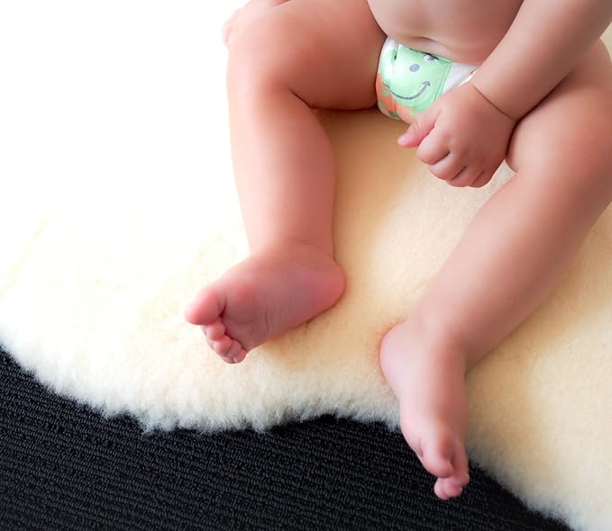 WaySoft Baby Sheepskin Rug, Oeko-TEX Certified, Safe & Natural Nursery Rug, 100% Genuine New Zealand Soft Fur Rug Baby Carpet
