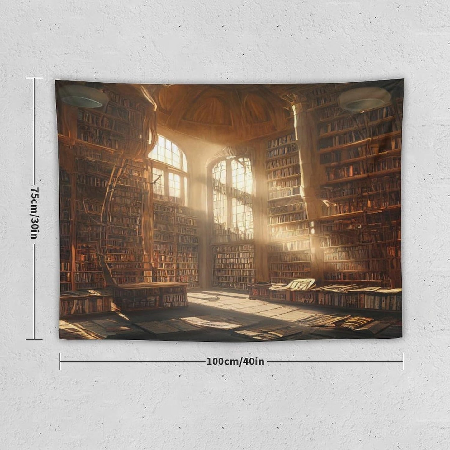 Kurtect Retro Bookshelf Tapestry,Medieval Mid Century Library Building Pattern Print Tapestries for Party Beach Picnic Blankets Tablecloths Living Room Wall Deocr, 30x40 in