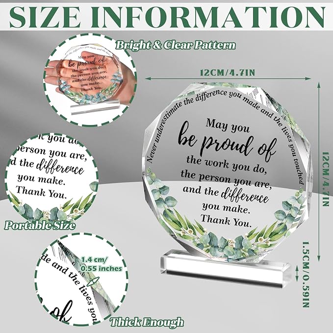 Yinder Thank You Gifts for Women Appreciation Gifts for Coworker Employee Nurse Teacher Leader Boss Inspirational Quotes Acrylic Desk Decor for Home Office Farewell Retirement