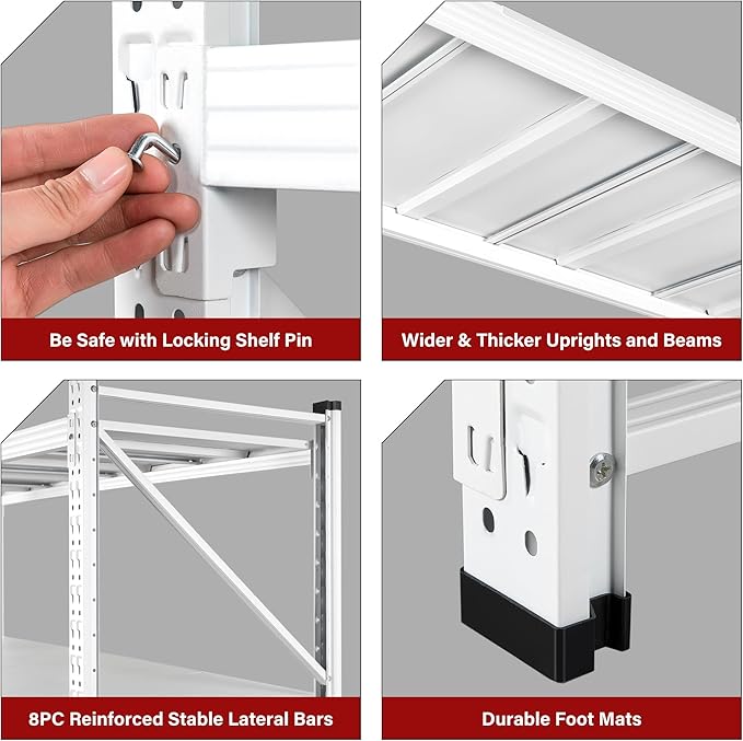 7000LBS Heavy Duty Garage Shelving Units,79" Wide & Deep Storage Shelves,White Metal Garage Shelves,Large Storage Rack,Steel Shelf,Industrial Shelving for Shop,Warehouse,Basement,79" W x 24" D x 79" H