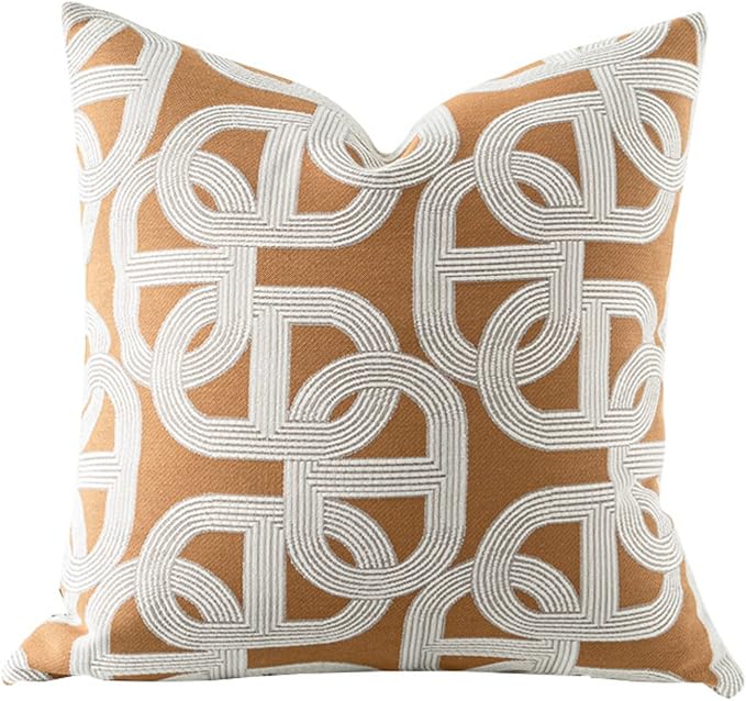 Croker Horse 20x20'' Inches Throw Pillow Cushion Cover - Pig Nose Horseshoe Pattern Chenille Jacquard Embroidery Luxury Modern Style Couch Sofa Pillow for Living Room Bedroom