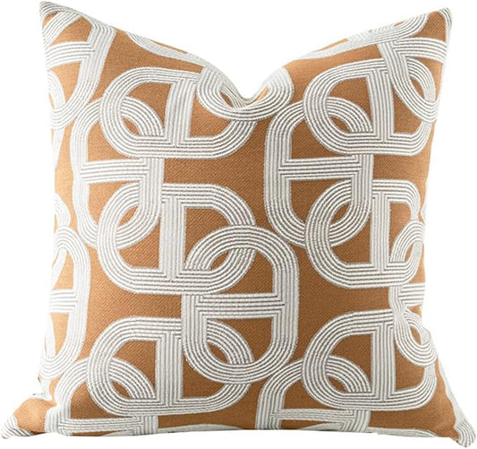 Croker Horse 20x20'' Inches Throw Pillow Cushion Cover - Pig Nose Horseshoe Pattern Chenille Jacquard Embroidery Luxury Modern Style Couch Sofa Pillow for Living Room Bedroom