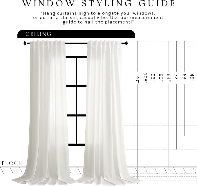 Jowels Ivory Linen Curtains 90 Inch Long 2 Panels for Living Room | White Light Filtering Semi Sheer Curtain,Back Tab Pocket Pleated Look,Farmhouse Textured Privacy Drapes for Bedroom Window