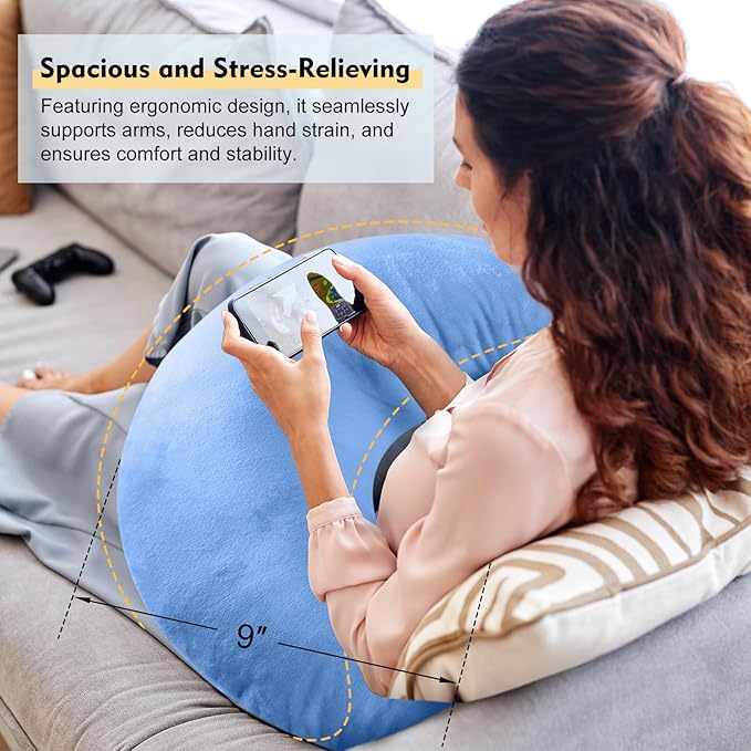 vamorry Gaming Pillow Arm Support Pillow for Bed & Sofa: Ergonomic U-Shaped Lap Pillow with Elbow Rest for Adults & Kids - Reduces Arm Pain & Fatigue During Gaming, Reading, Working & Crocheting