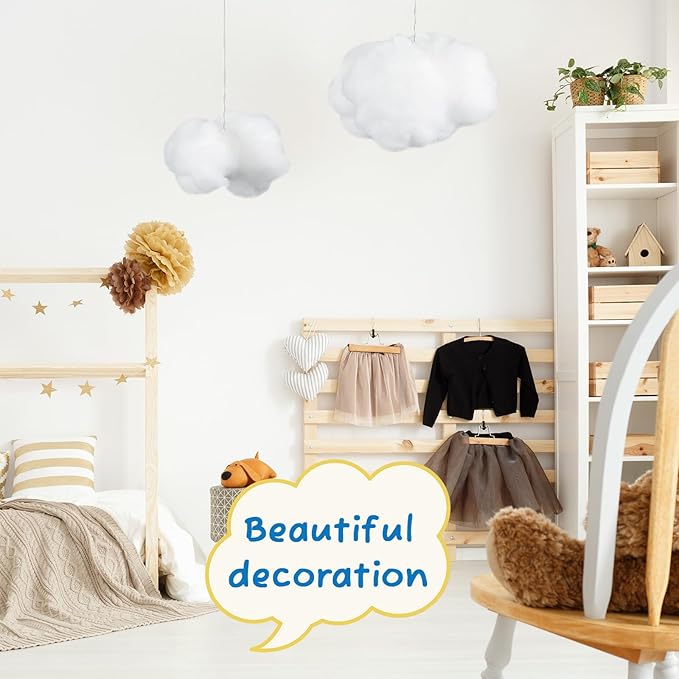 Jetec 9 Pieces Artificial Cloud Props Imitation 3D Cloud Shape Hanging Decorations Room DIY Decorative Hanging Ornament for Wedding Party Stage Show Decor (Small and Medium Size)