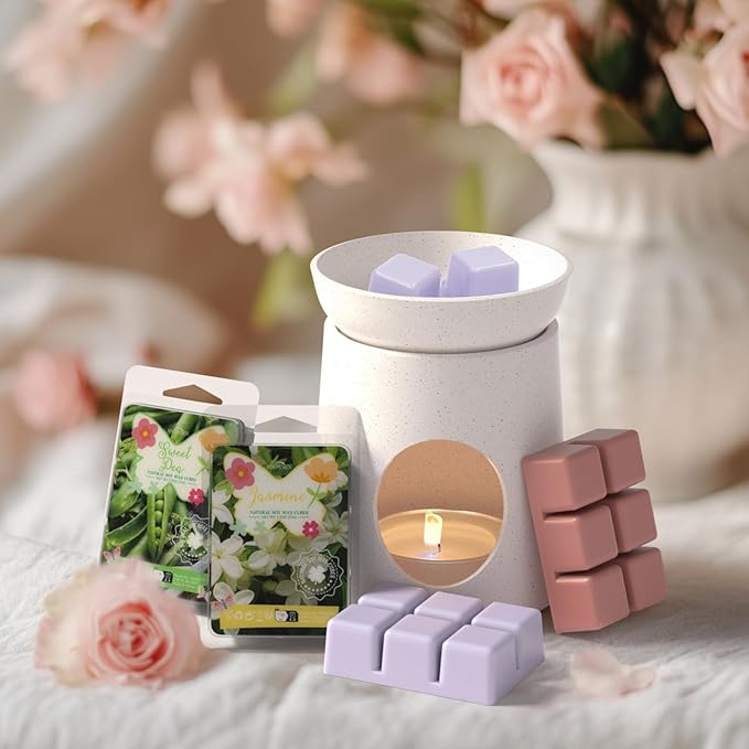 Spring Scented Wax Melts, Soy Wax Cubes Gift Set, Strong Fragrance Wax Tarts for Wax Warmer, Cherry Blossom, Jasmine, Freesia, Sweet Pea, Spring Rain, Fresh Cut Grass, Bamboo, Rose Geranium