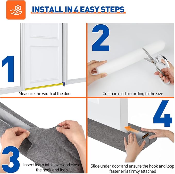 MAGZO Door Draft Stopper for Bottom of Door, 2 Pack 30 Inch Under Door Draft Stopper, Fan Shaped Under Door Gap Filler Bottom, Door Soundproofing, Grey