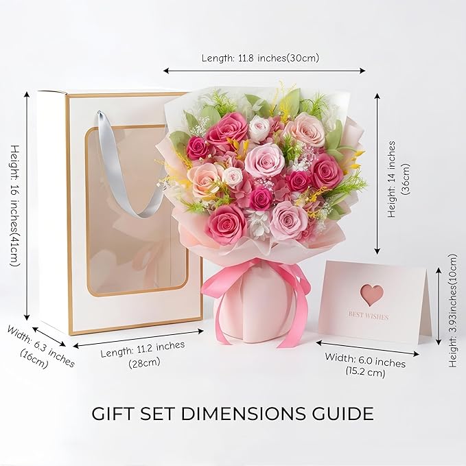 XTYFJGVA 12 Preserved Pink Roses Bouquet, Flowers for Delivery, Real Roses That Last 1-3 Years, Birthday Gifts for Women, Forever Flower Gifts for Mom, Wife, Grandma, Her on Mothers Day, Anniversary