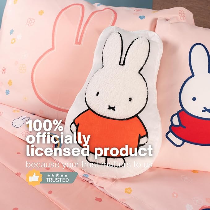 Miffy Bedding Plush Pillow – Soft Plush Throw Pillow for Bedroom Office Decor & Gifts, 14 inch Tall, (100% Officially Licensed Product) by Franco Collectibles