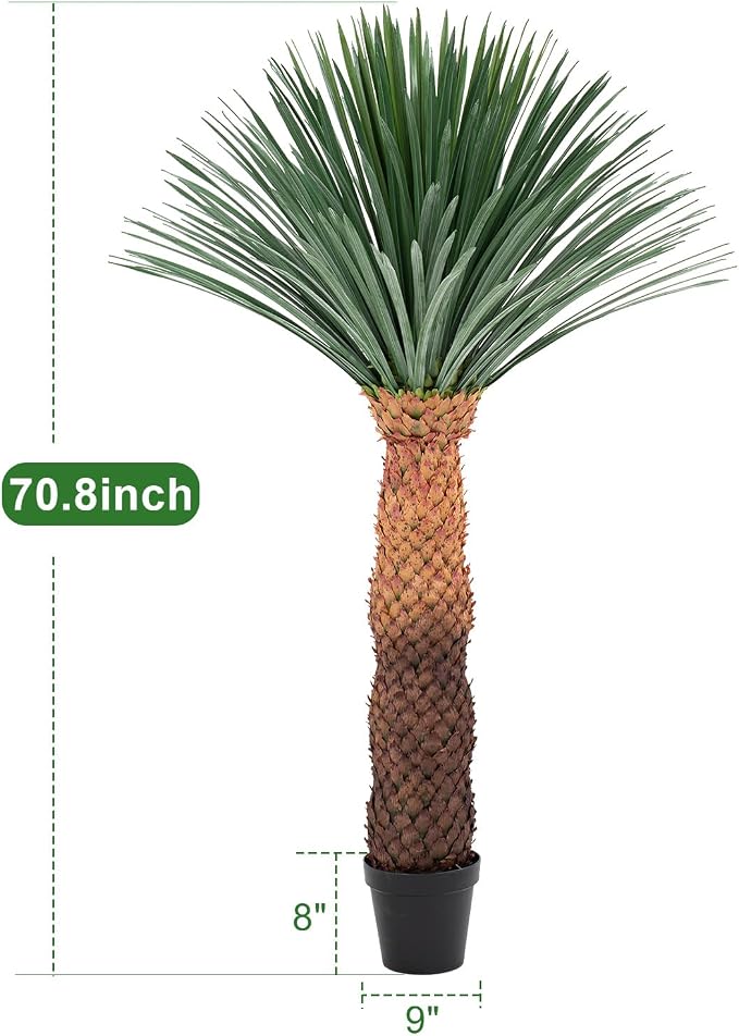 6FT Artificial Agave Plant in Black Pot Tall Faux Agave Floor Plant with Removable White Coating, Fake Yucca Look Plant for Indoor Outdoor Front Porch Patio Home Office Hotel Desert Style Decor