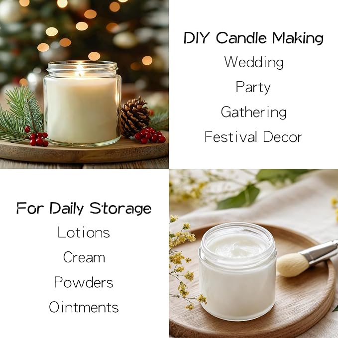 KEYWING 4 oz Clear Candle Jars with Lids, 24 PCS Glass Jars with Black Metal Lids, Round Candle Containers, Empty Jar for Candles Making, Powder, Liquid, Cream